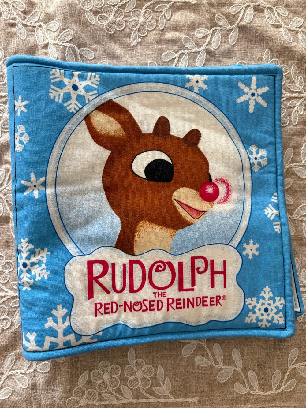 Rudolph the Red Nose Reindeer Christmas Cloth Baby Book Handmade